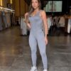 Macacão Fitness Isabel Cinza Claro - Cinza Claro