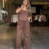 Calça Moletom Wid Leg - Marrom