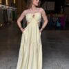 Vestido Longo Detalhe Amarração - Amarelo