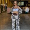 Conjunto Calça Pantalona Tricô - Marrom