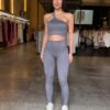 Conjunto Fitness Canelado - Cinza