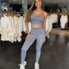 Conjunto Fitness Canelado Premium - Cinza