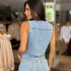 Conjunto Jeans Calça Wide Leg e Colete