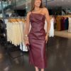 Vestido Couro Midi - Marsala