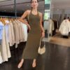 Vestido Midi Modal - Verde Musgo