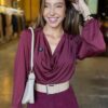 Blusa Gola Boba Manga Longa - Marsala