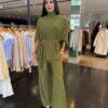 Conjunto Pantalona Bata Amarração - Verde Oliva
