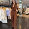 Conjunto Feminino Pantalona Colete Alfaiataria - Marrom