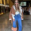 Jaqueta Suede Feminina com Cinto - Caramelo