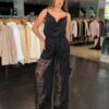 Calça Pantalona Renda - Preto
