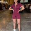 Macaquinho Fitness Manguinha Zíper