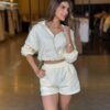 Conjunto Corta Vento Jaqueta e Short - Off White