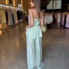 Conjunto Fashion Bata Decote e Calça Pantalona - Verde