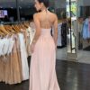 Vestido Longo Amarração Detalhe Pedra - Rosa