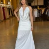 Vestido Longo Decote Colar - Branco