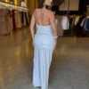 Vestido Longo Decote Colar - Branco