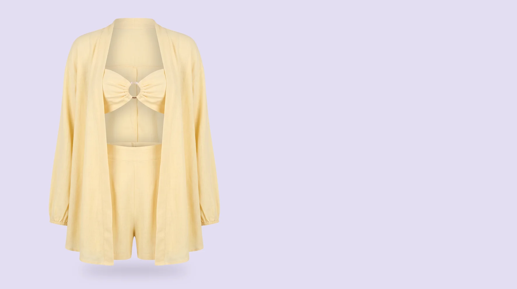 Conjunto três peças amarelo da coleção Conjuntos