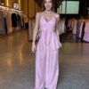 Conjunto Fashion Bata Decote e Calça Pantalona - Rosa