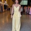 Conjunto Fashion Bata Decote e Calça Pantalona - Amarelo