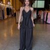 Conjunto Fashion Bata Decote e Calça Pantalona - Preto